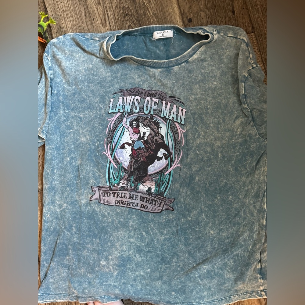 Zenana Outfitters Teal Casual Tee